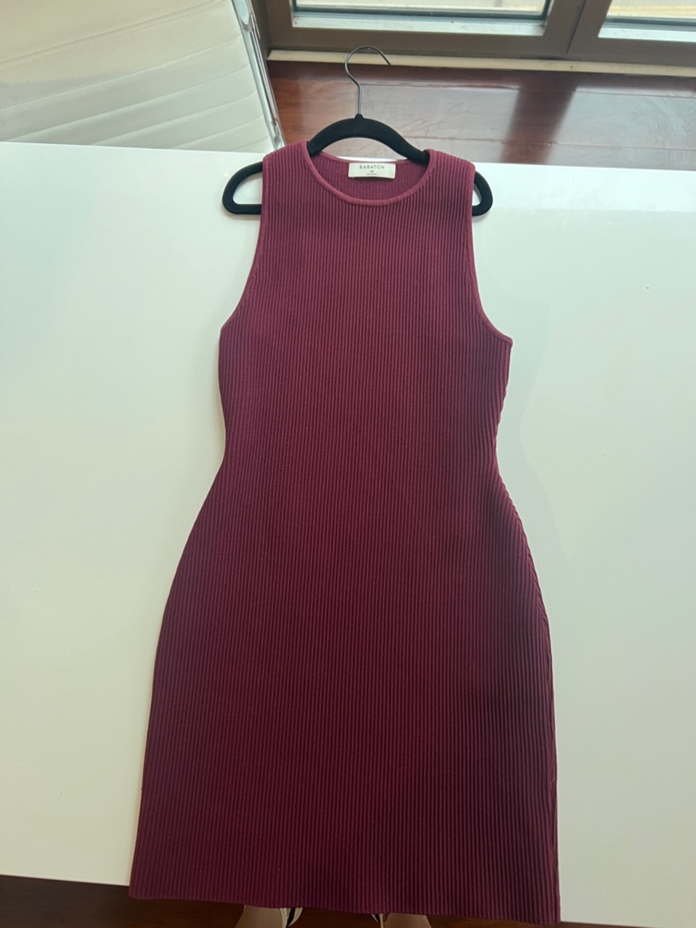 Aritzia Ribbed Sleeveless Mini Dress in Burgundy